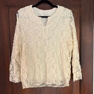 Coldwater Creek Cream Lace Top